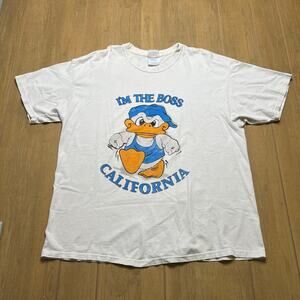 Vintage Disney Donald Duck T-Shirt Im The Boss California Adult XL White 90s Y2K